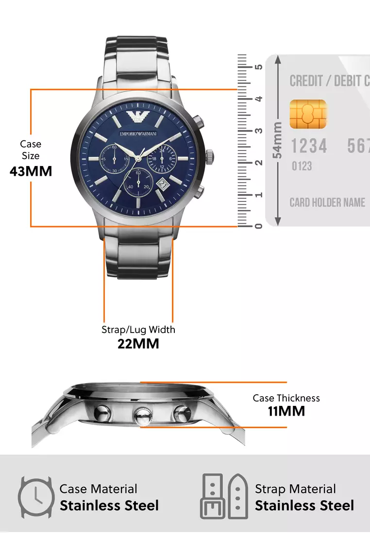 Mens emporio armani chronograph blue dial watch ar2448 hotsell