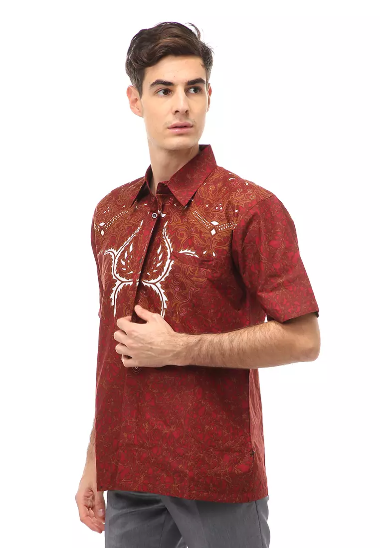Kendrick Atasan Formal Kemeja Batik Pria Rakha Short Sleeve Full Furing Material Cotton ORIGINAL