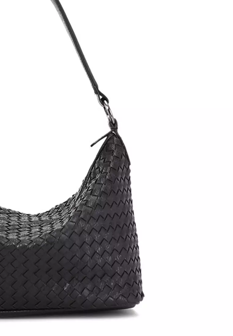 Black woven hobo bag clearance