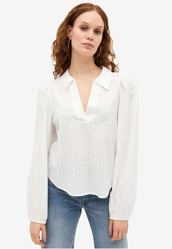 Monki white Seersucker Shirt Blouse 733A0AAC38E804GS_1