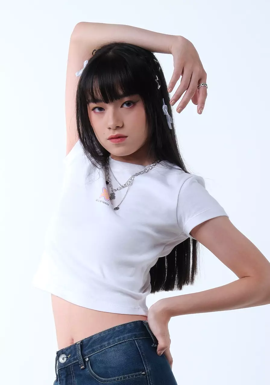 Kaos Baby Tee Wanita Ozzy Offwhite