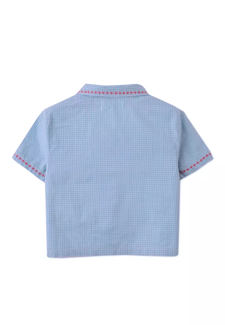 Baby Boys Riley Gingham Shirt With Embroidery Detail