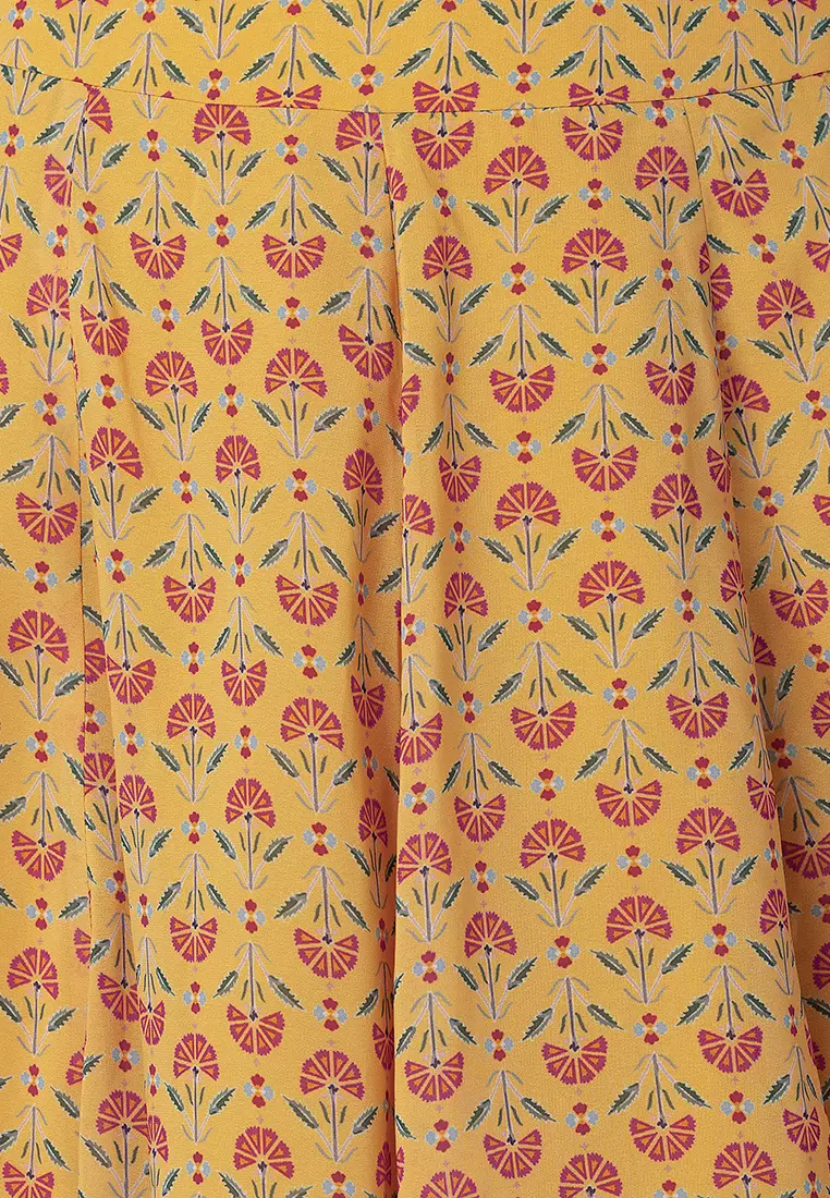 Buy Indya X Ridhi Mehra Indya Yellow Floral Printed Lehenga Skirt with ...
