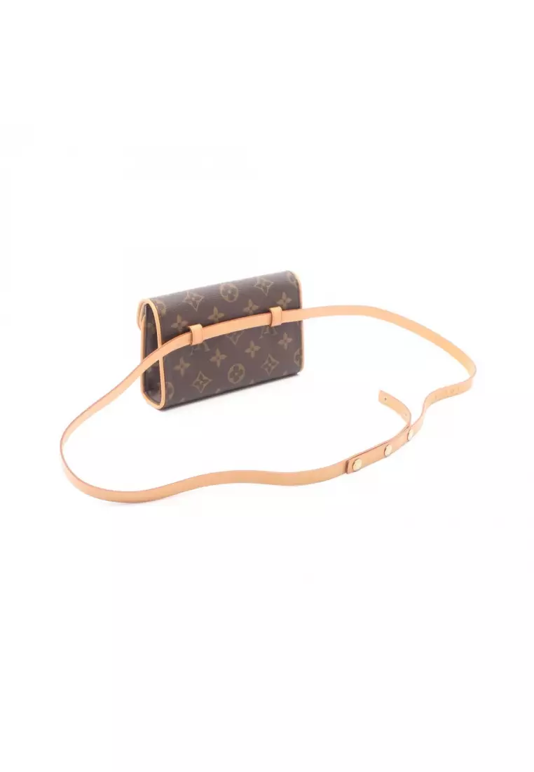 Pre-Loved Louis Vuitton Pochette Florentine monogram body bag waist bag PVC leather Brown With Button Press(L)