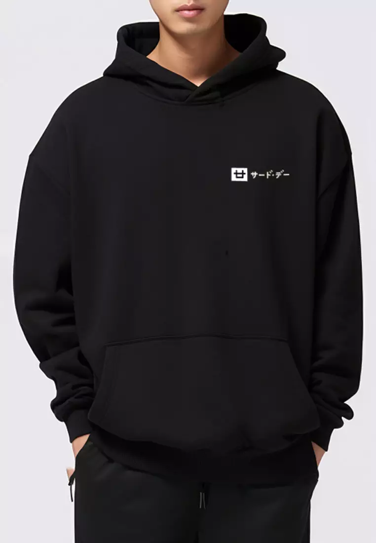 MTE02 Hoodies Premium ScubaLux Anti Kusut Waterproof "Katakana Logo Dakir" Hitam