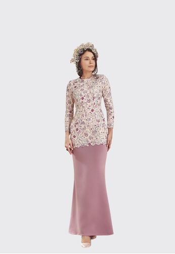 Buy Lisa Modern Kurung from Nadjwazo by LadyQomash in pink and blue and purple and Beige at Zalora