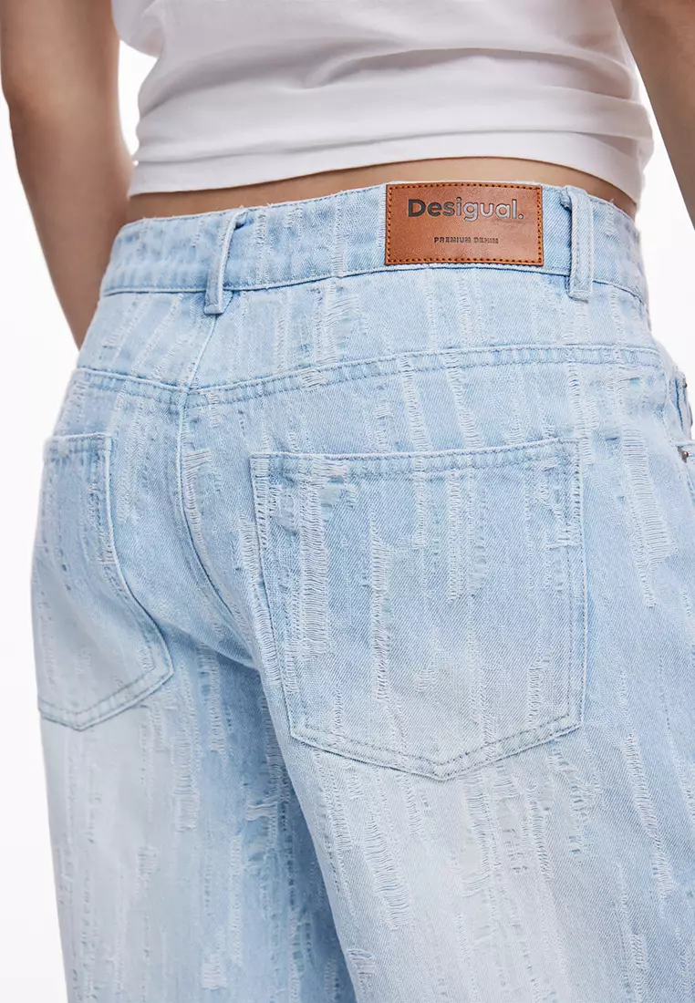 Worn denim pants for women I Desigual.com