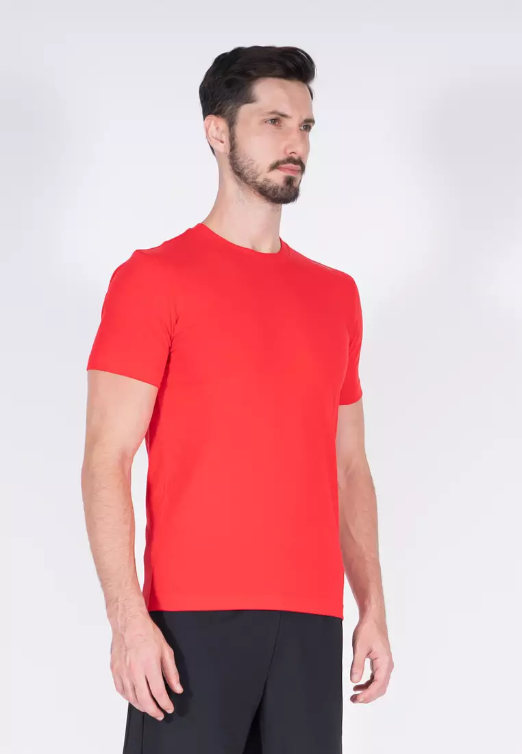 Men Active Round Neck Tee (Red)