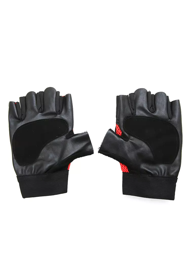 Ellard Sarung Tangan Unisex Half Finger Sport Gloves Material Leather ORIGINAL - Red