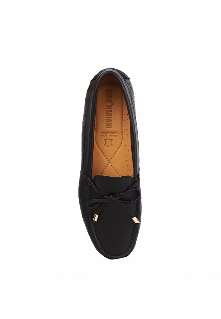 Sepatu Casual Wanita Loafer Moccasin Gino Mariani Estelle Hitam