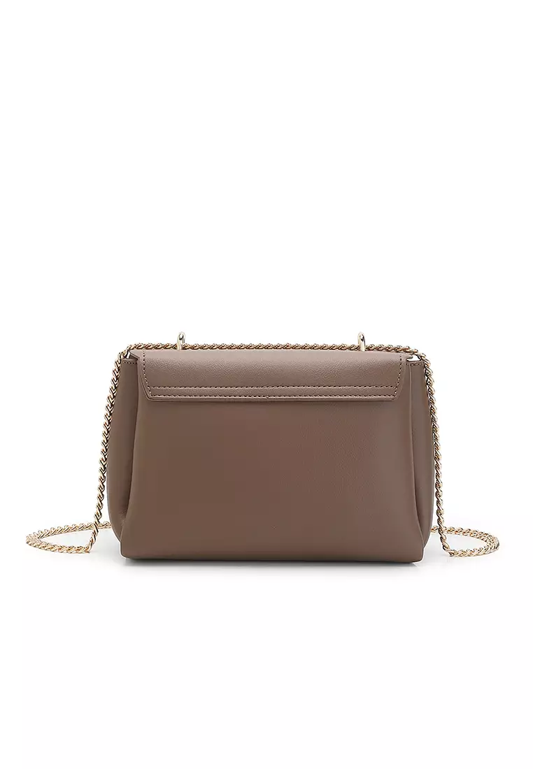 Women's Chain Shoulder Bag / Sling Bag / Crossbody Bag (Tas Bahu Wanita / Tas Selempang Wanita) - Cokelat