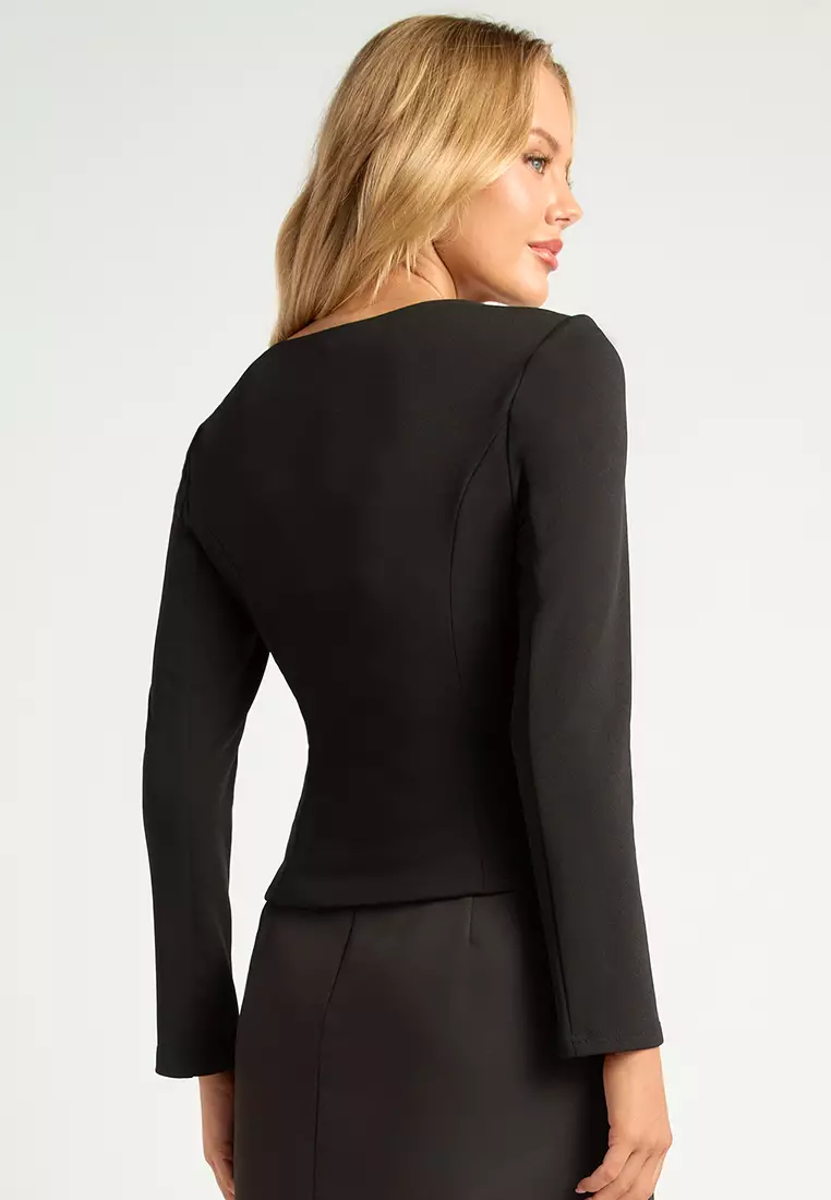 Jual Style State Self-Fabric Centre Front Button Jersey Top Original ...