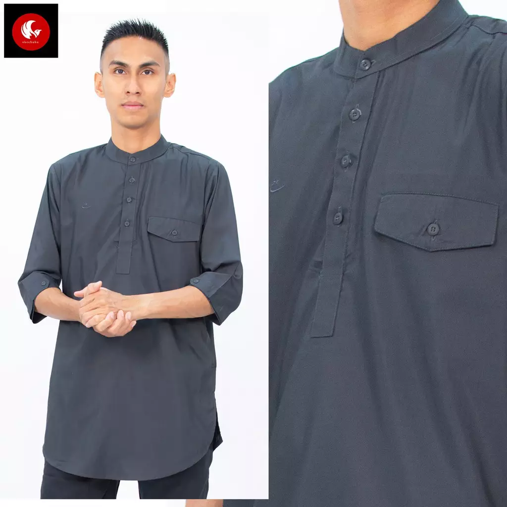 AMMAR Baju Koko Kurta Pakistan Busana Muslim Pria Fashion Muslim Pria Kurta Pria Kemeja Koko - ABU TUA