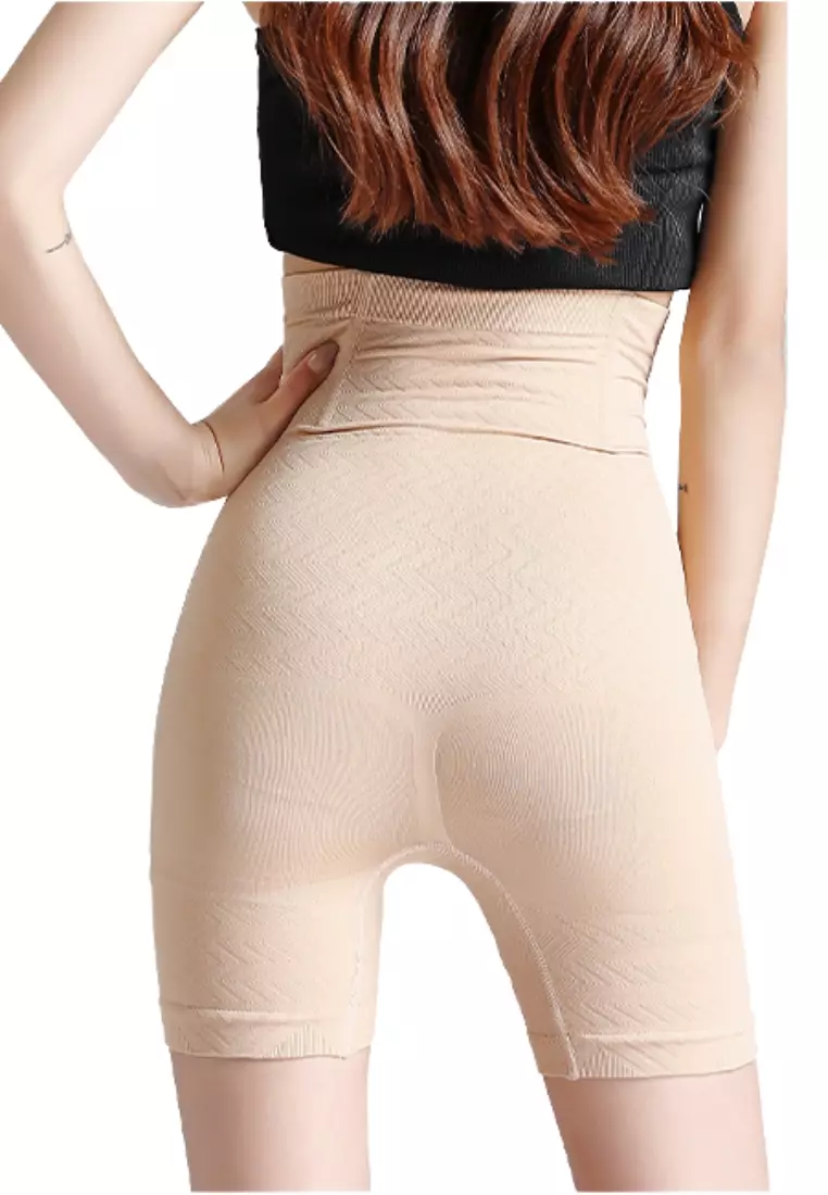 Premium Wara High Waisted Shaping & Lifting Compression Long Girdle Shapewear Shorts in Nude