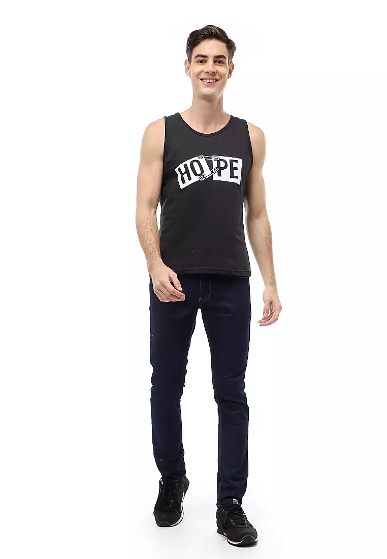 Agies Pakaian Dalam Pria Tank Top Singlet Hope Motive Material Cotton ORIGINAL - White