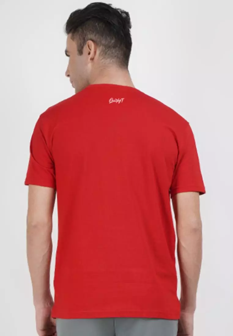 锻炼报价图形红色棉质短袖锻炼/训练 T 恤