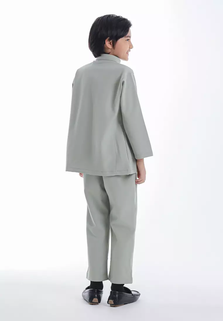 Alain Delon Baju Melayu Cekak Musang Budak - 19026501-40SageGreen