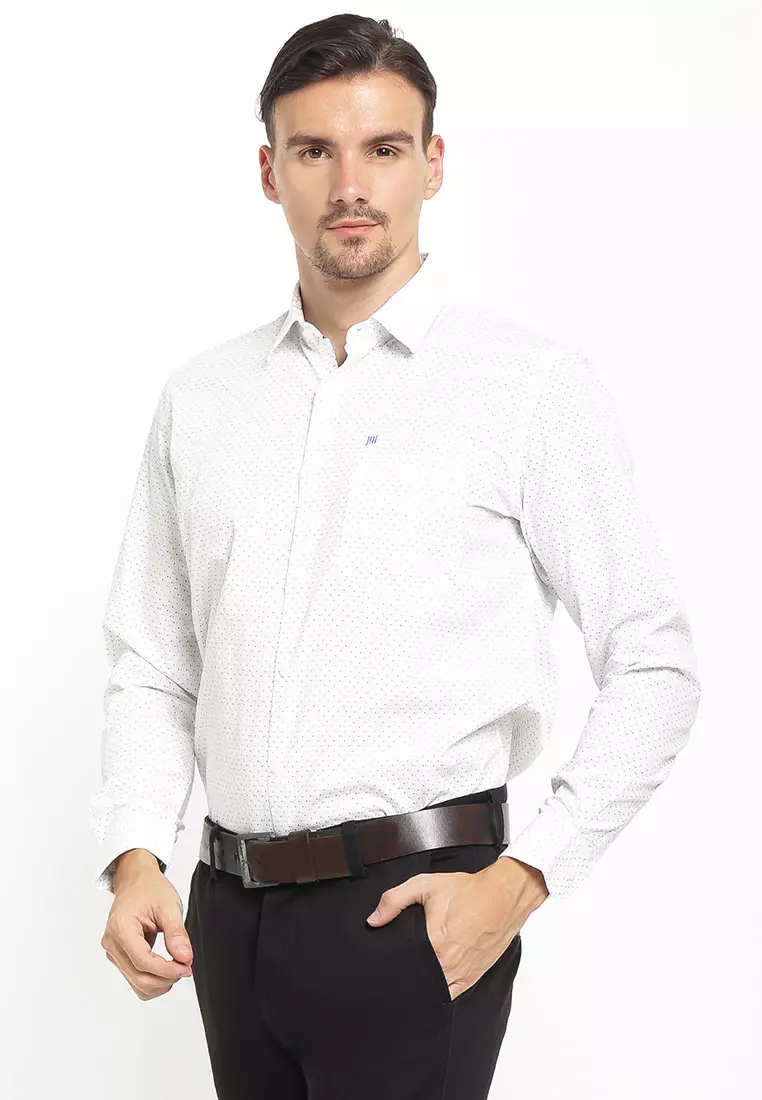 Johnwin - Kemeja Formal - Pria - LS - Reguler Fit - Putih - FSH.650.K373.680.C L/S