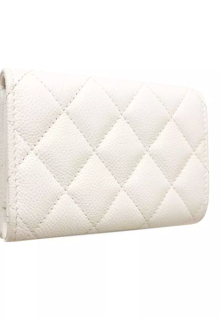Pre-Loved Chanel Cc Quilted Caviar Flap Card Holder Wallet