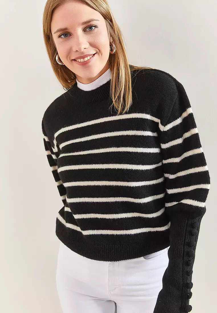 Striped Knitwear Sweater with Cufflinks