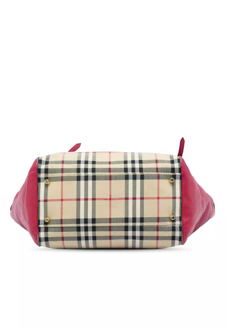 Pre-Loved Burberry Small Haymarket Check Canvas And Leather Canterbury Tote