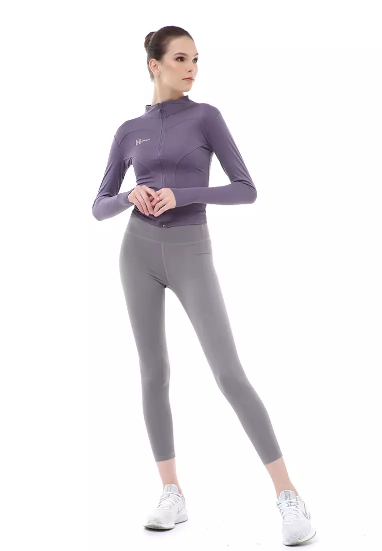 Mikayla Sportwear Jaket Olahraga Wanita Lengan Panjang Adjust Body Shape Material Spandex Lycra ORIGINAL - Purple