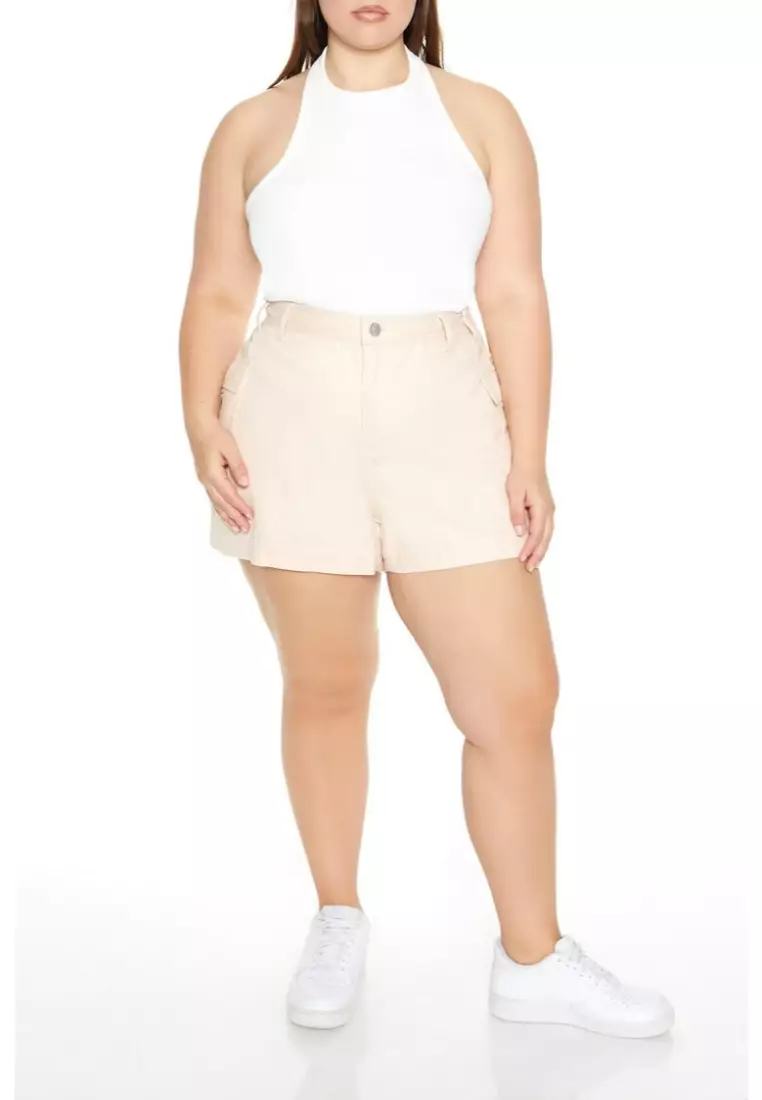 Plus size twill shorts top