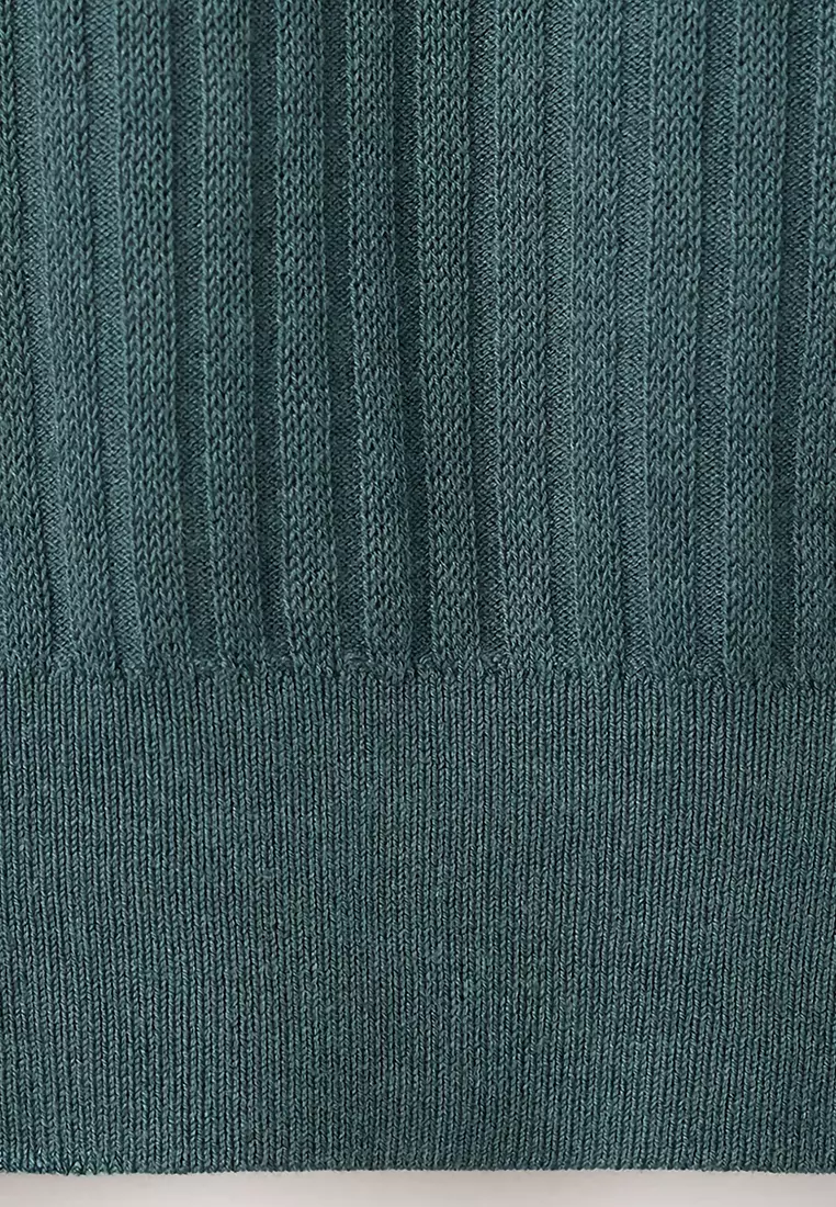 Rib-Knit Cotton-Blend Polo Shirt