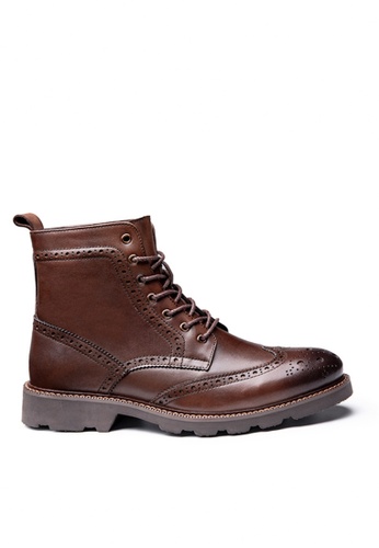 Twenty Eight Shoes brown VANSA  Stylish Top Layer Cowhide Mid Boots VSM-B5392 D593CSH48A42BEGS_1