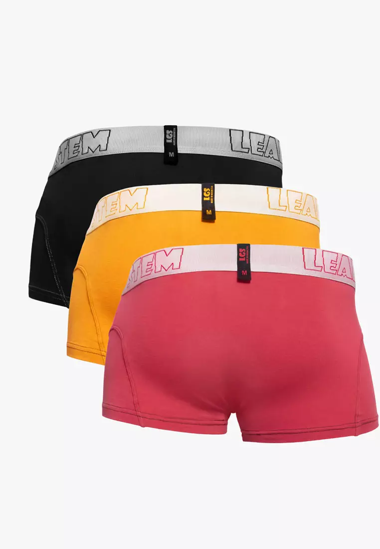 LGS - Boxer - Paket 3 - Red Orange Black - LEBX.002.658.3.7C Karet Katun
