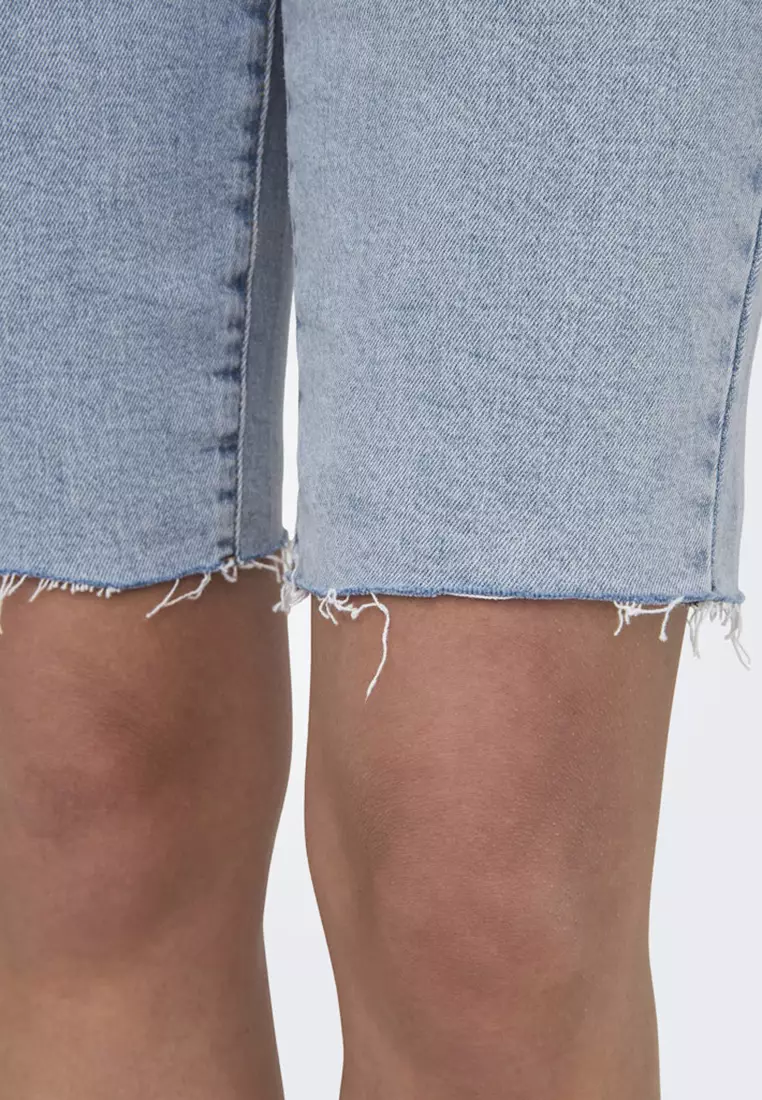 High Waist Long Denim Shorts