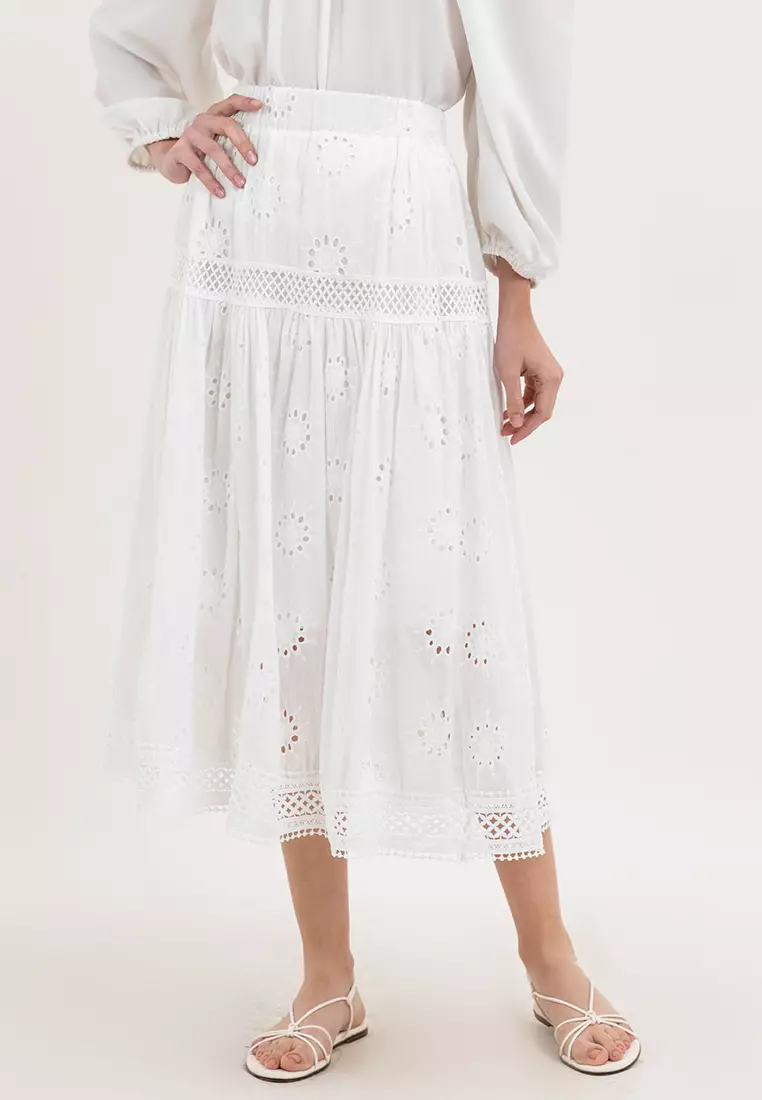 Ella Eyelet Long Skirt