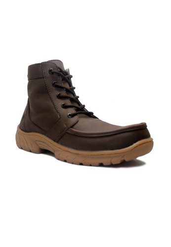 Cut Engineer Tactikal Safety Boots Hiking Leather Dark Brown