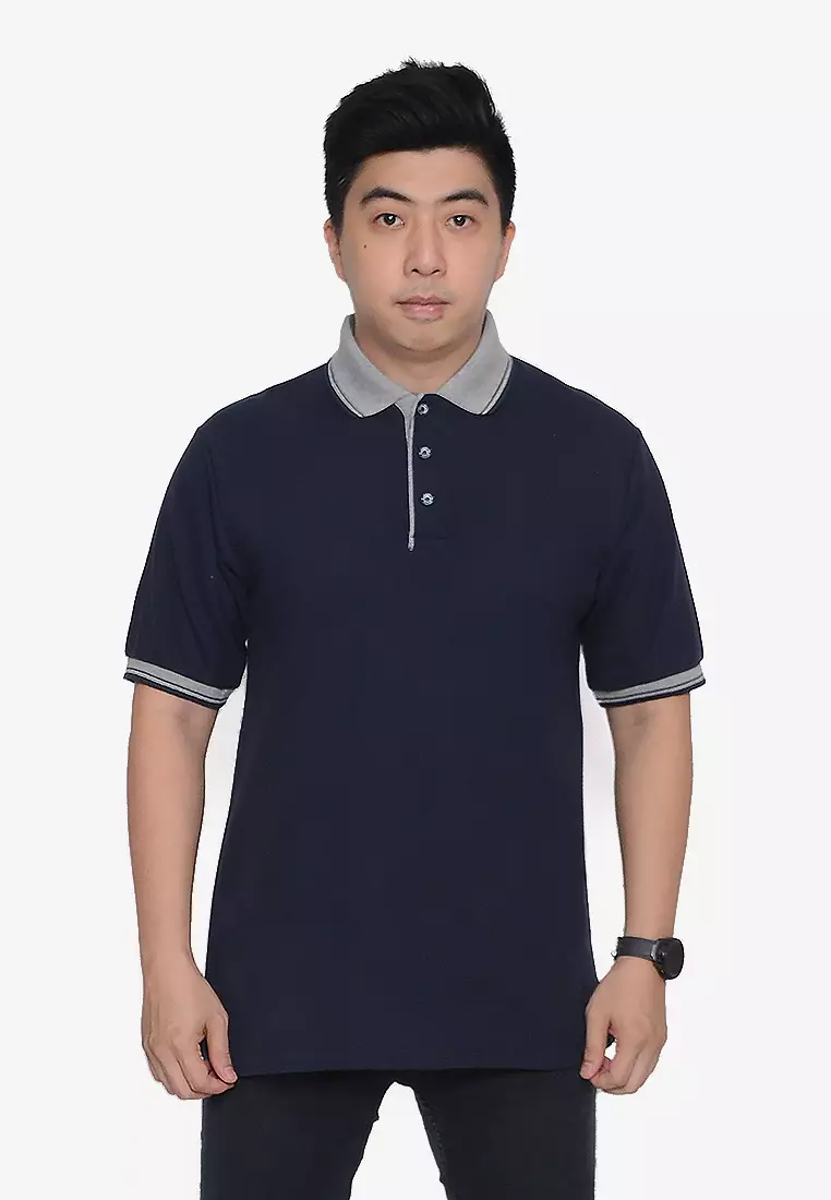Andre Michel Kaos Polo Shirt Lengan Pendek Kerah Abu Navy 933-4