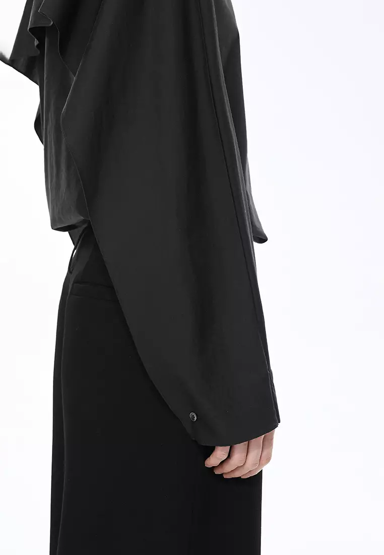 Cotton & Silk Blend Loose Long-Sleeve Top