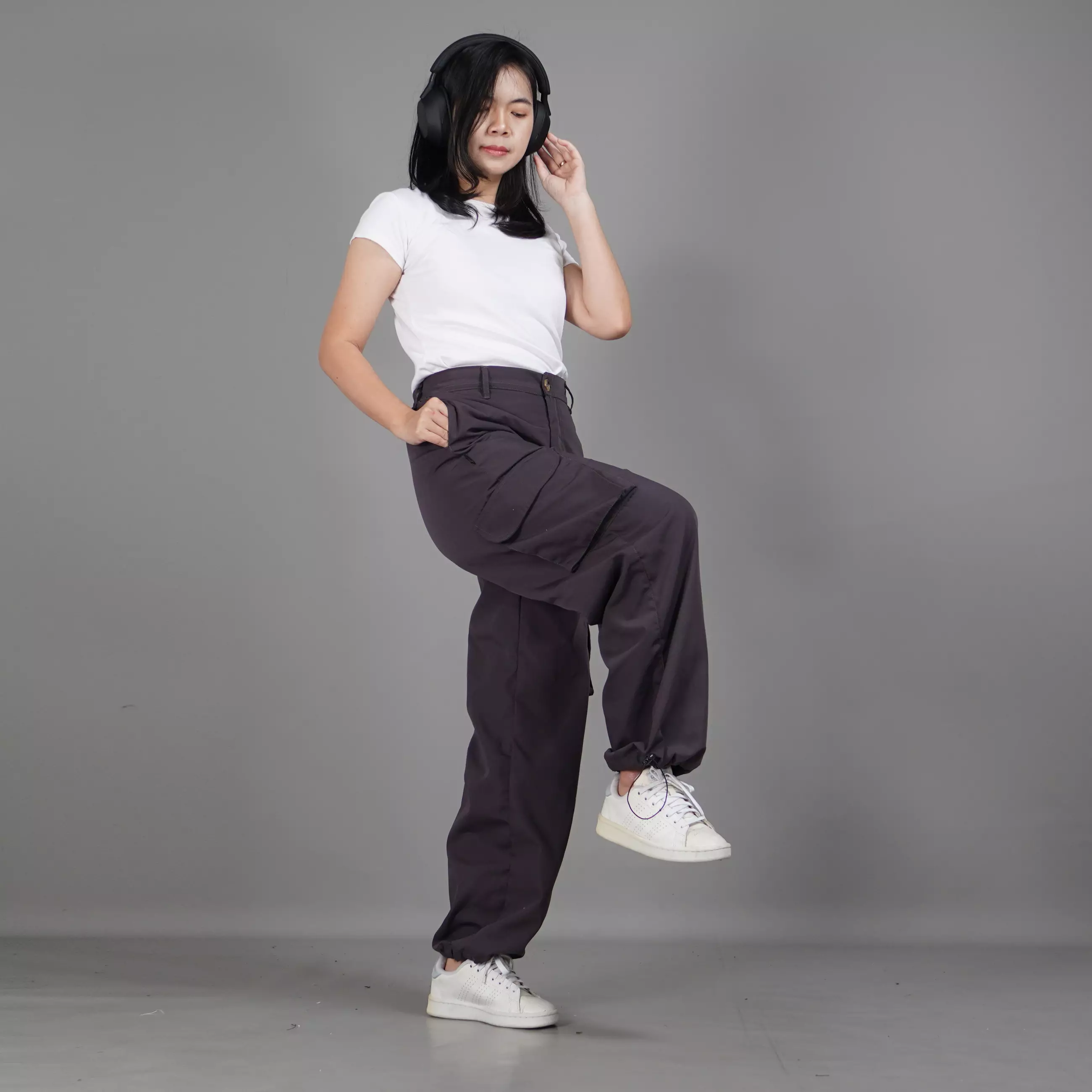  REGINA Celana Cargo Wanita Loose Pants Celana Kargo Loose Fit - ABU