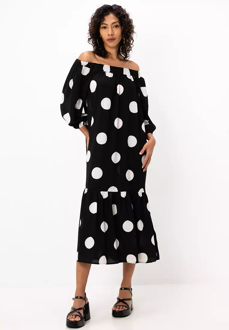 Off-Shoulder Trapeze Dress