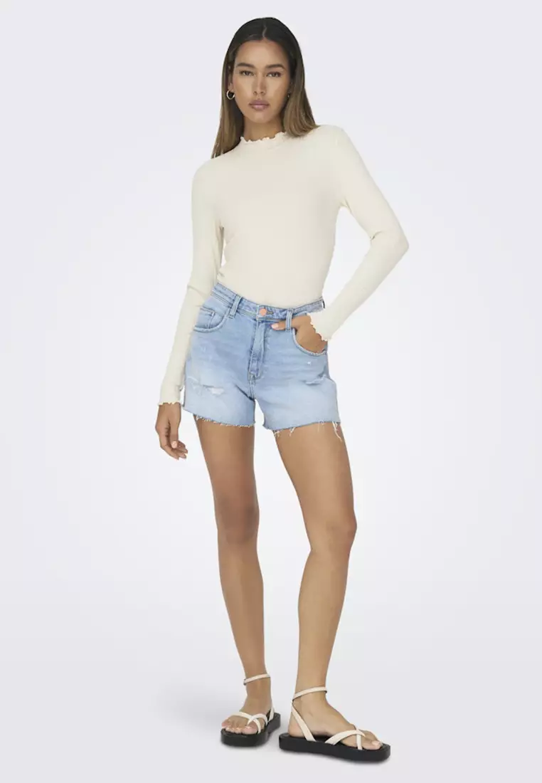 High Neck Rib Blouse