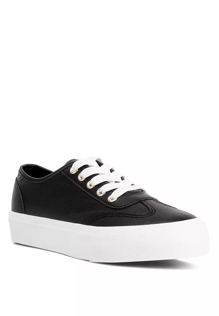 White faux store leather flatform trainers