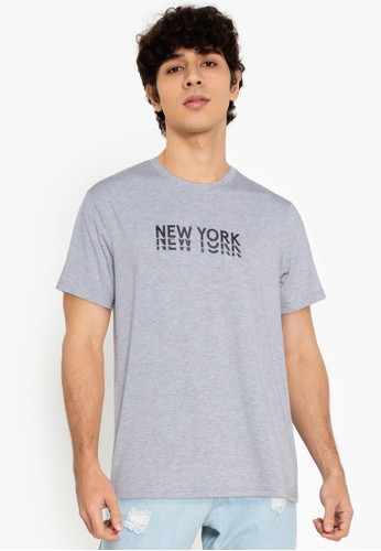ZALORA BASICS grey New York T-Shirt C10F4AA849E428GS_1
