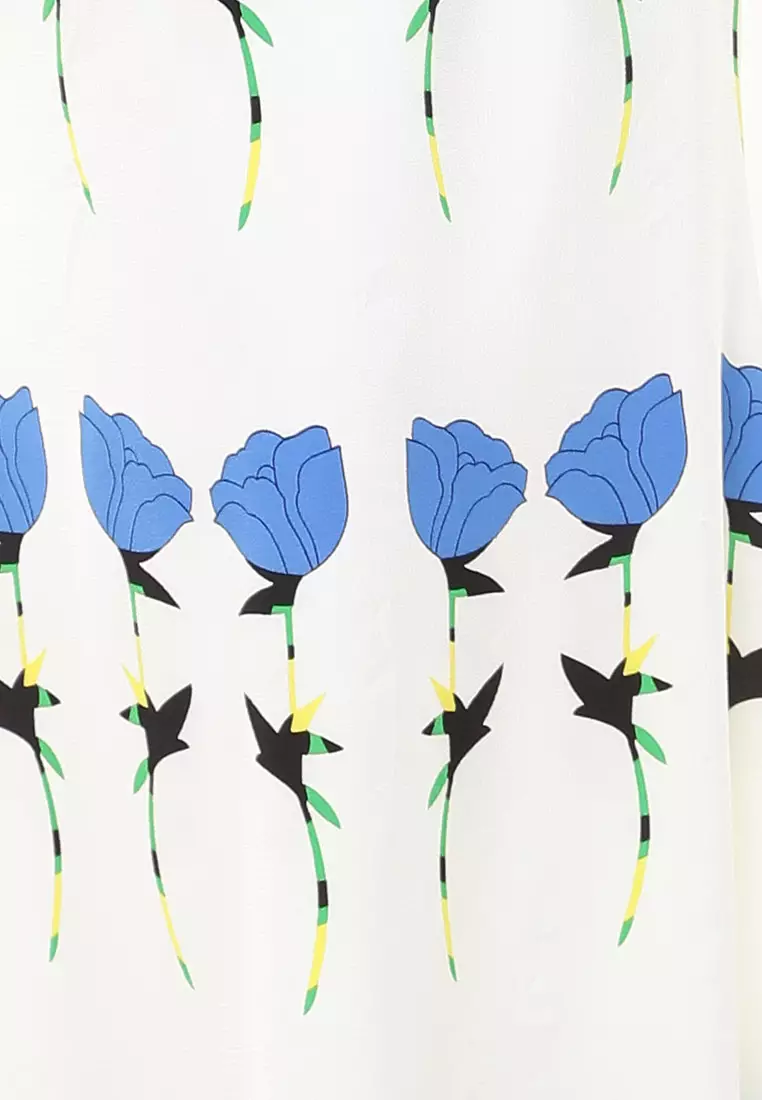 Rina Printed Kurung Blue Lily Flower