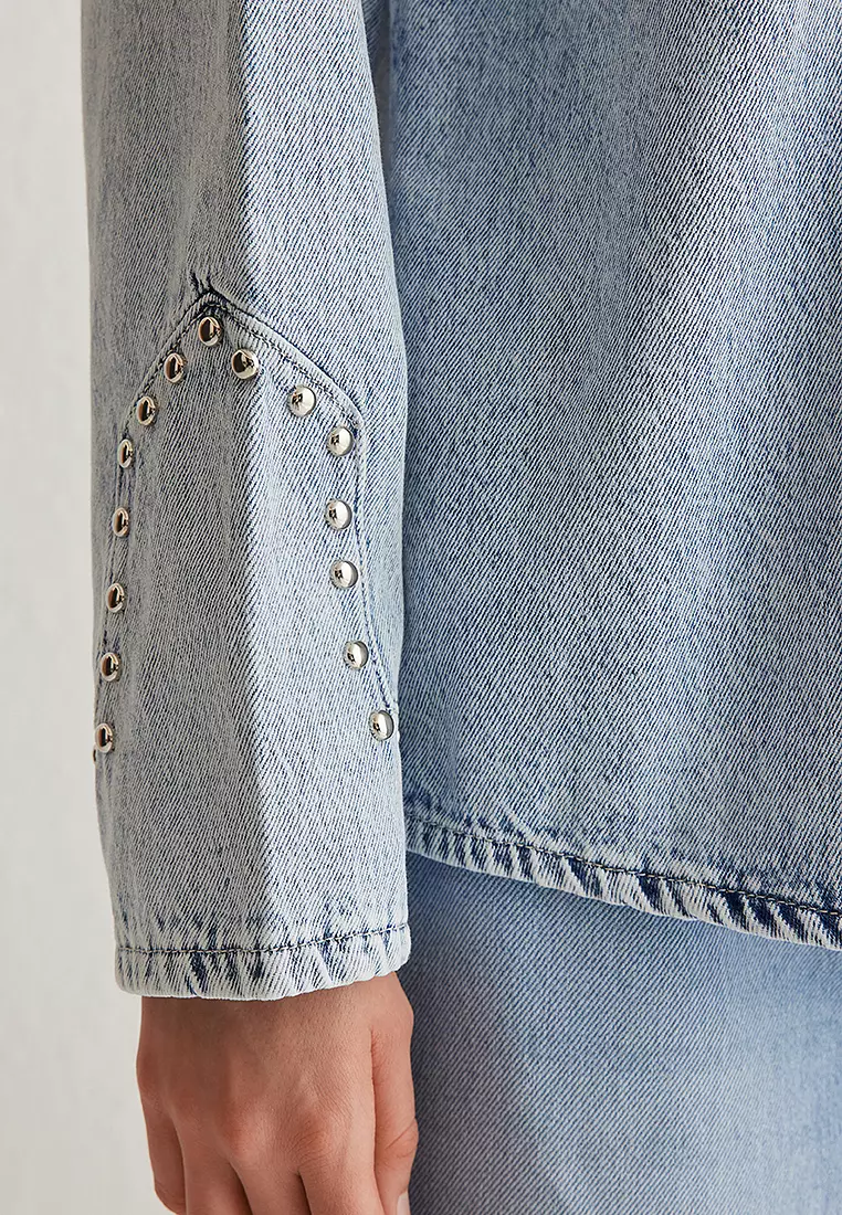 Light Blue Troc Stone Oversize Denim Jacket