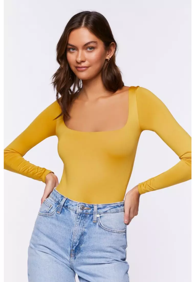 Yellow long hot sale sleeve bodysuit