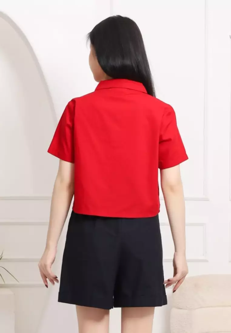 Recya V-Neck Shirt in Red