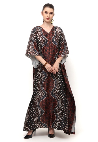 Kanzi by liza yahya brown Kanzi Exclusive Short Sleeve Batik Kaftan 98621AA8BE33A8GS_1