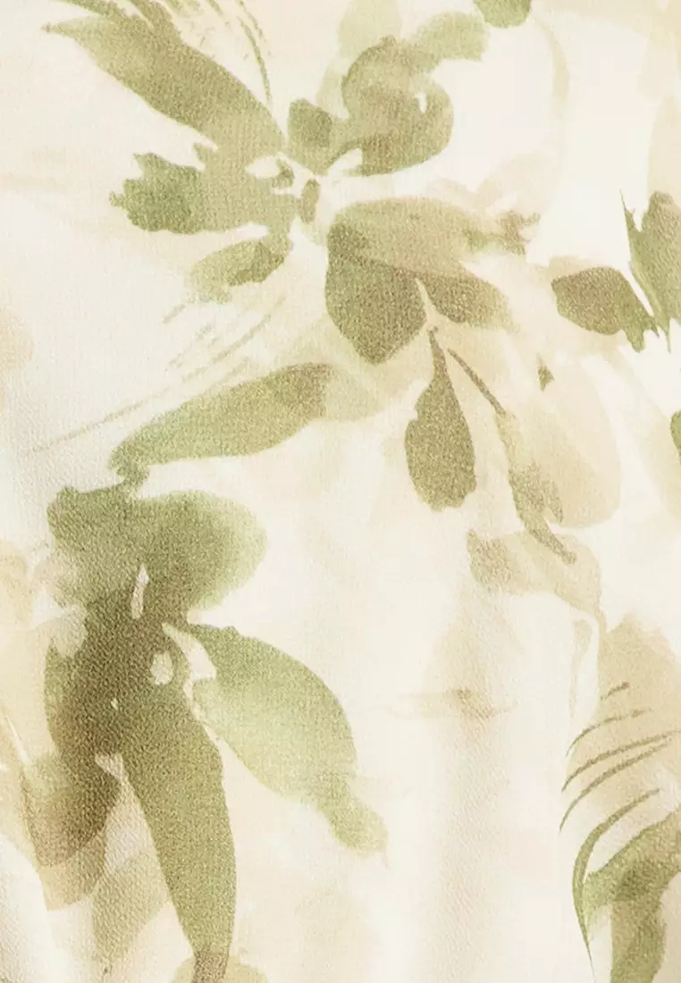 印花荷葉雪紡連身裙