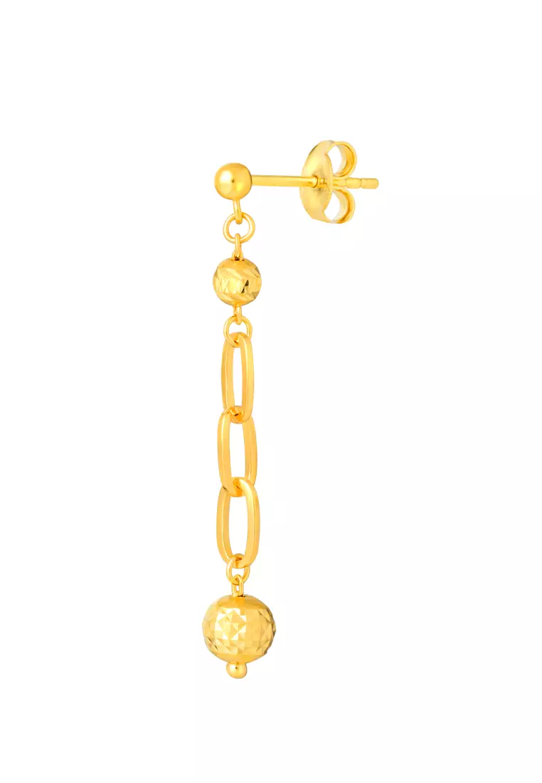 TOMEI Lavish Dangling Beads Earrings, Yellow Gold 916