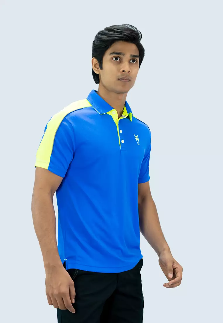 Amnig Men Motion Polo (Blue/Lemon Green)