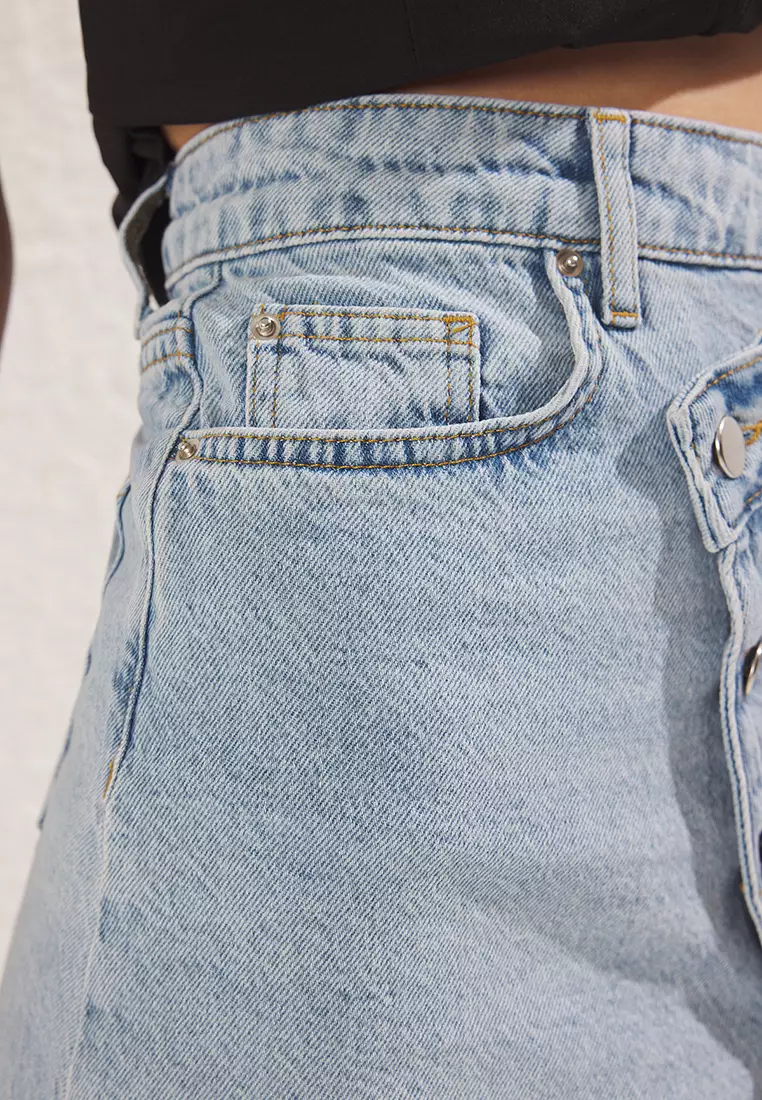 Asymmetrical Mini Denim Skirt