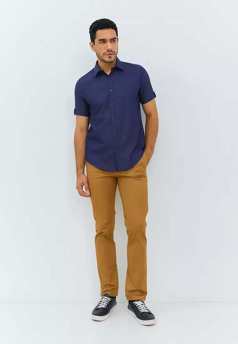 Jobb Evins Kemeja Pria Lengan Pendek Slim Fit Navy Colour Navy